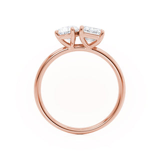 1.75 CT Emerald & 1.20 CT Pear Moissanite Two Stones Engagement Ring 4