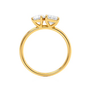 1.75 CT Emerald & 1.20 CT Pear Moissanite Two Stones Engagement Ring 4