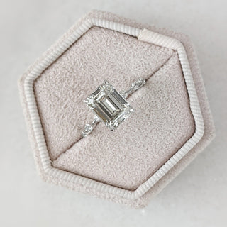 3.2 CT Emerald Cut Pave CVD G/VS1 Diamond Engagement Ring 1