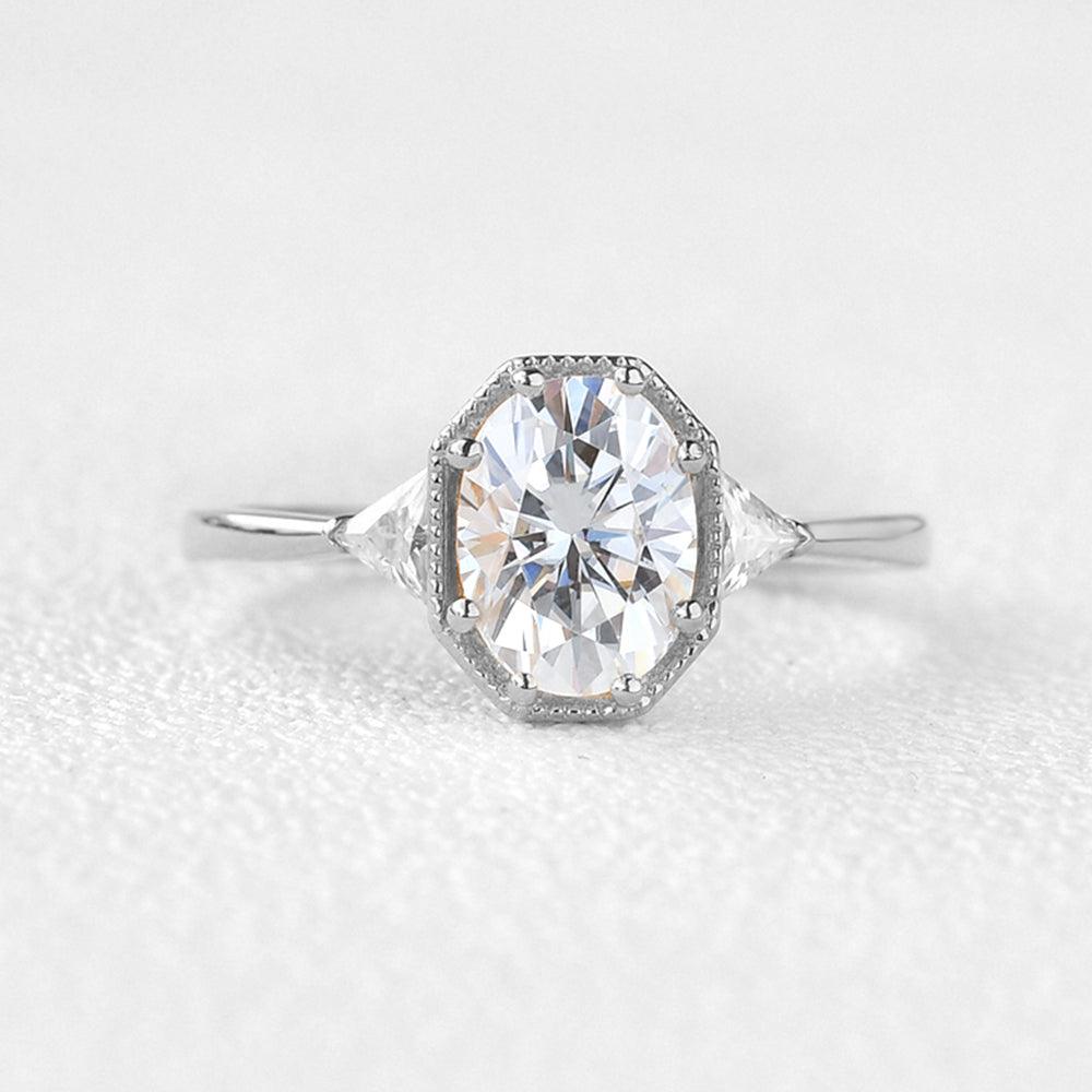 1.33 CT Oval Cut Three Stone Moissanite Engagement Ring 15