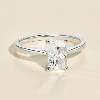 1.67 CT Radiant Cut Solitaire Moissanite Engagement Ring 4