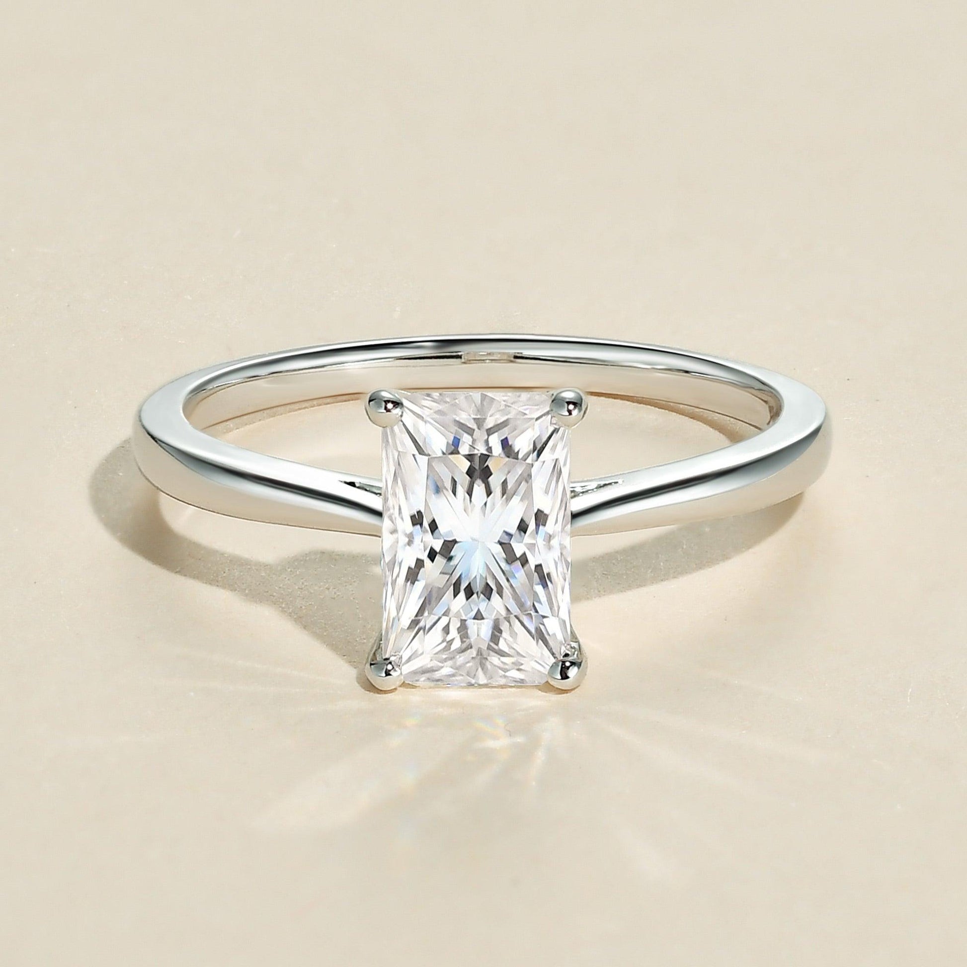 1.67 CT Radiant Cut Solitaire Moissanite Engagement Ring 1