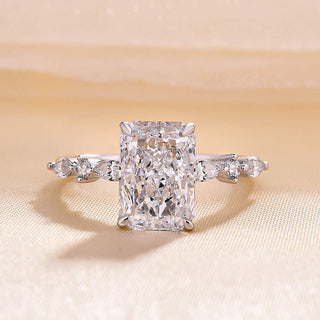 3.50 CT Radiant Cut Pave Style CVD F/VS1 Diamond Engagement Ring 1