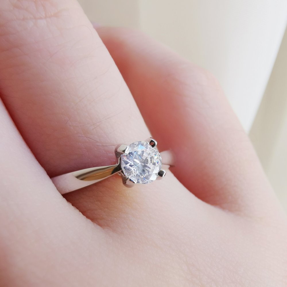 0.27 CT Round Solitaire CVD G/VS2 Diamond Engagement Ring 2