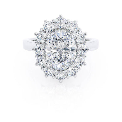 2.10 CT Oval Shaped Moissanite Halo Engagement Ring 3