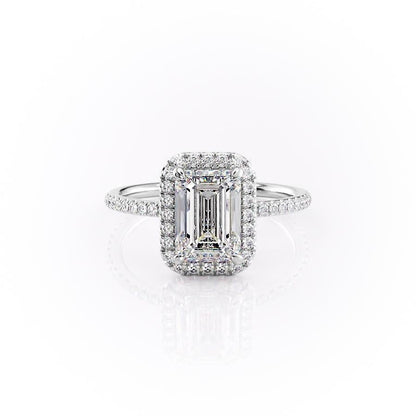 2.10 CT Emerald Cut Halo Pave Setting Moissanite Engagement Ring 10