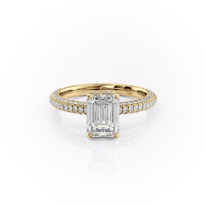 1.91 CT Emerald Cut Solitaire Triple Pave Setting Moissanite Engagement Ring 11