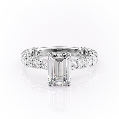 2.30 CT Emerald Cut Pave Setting Moissanite Engagement Ring 10