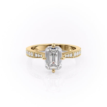 2.10 CT Emerald Cut Solitaire Pave Setting Moissanite Engagement Ring 11