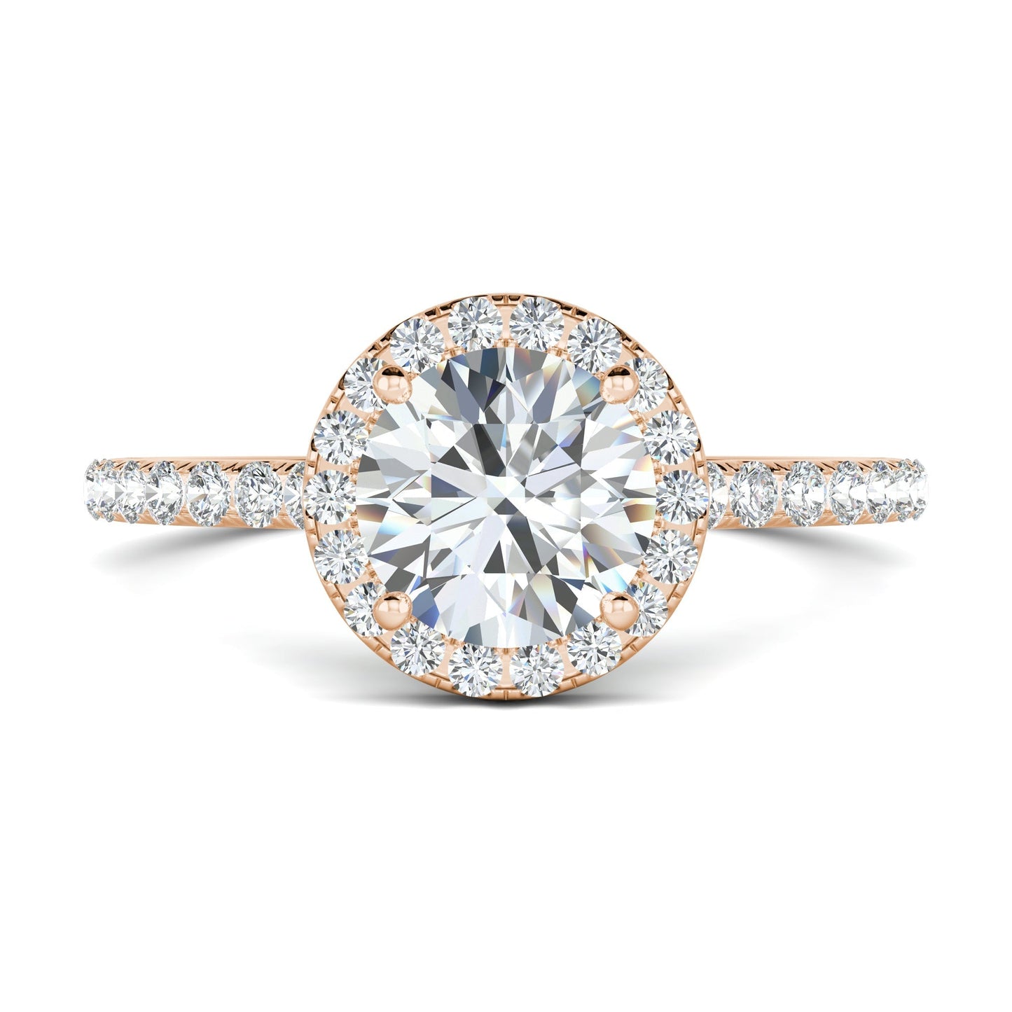 1.0 CT Round Cut Halo Moissanite Engagement Ring 18