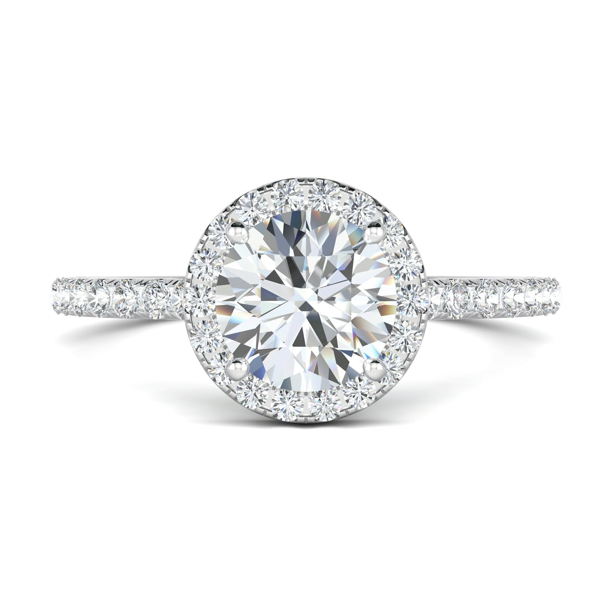 1.0 CT Round Cut Halo Moissanite Engagement Ring 8