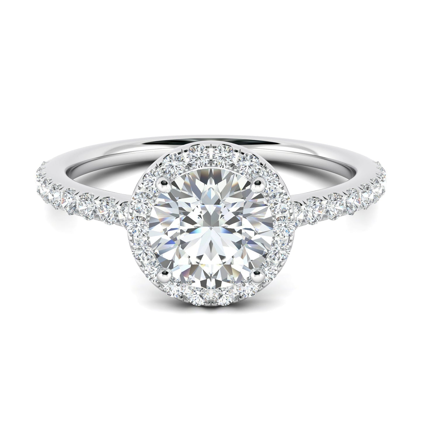 1.0 CT Round Cut Halo Moissanite Engagement Ring 7