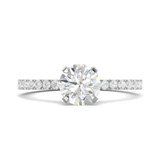 1.03 CT Round Cut Pave CVD F/VS1 Diamond Engagement Ring 1