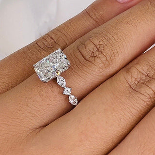 3.50 CT Radiant Cut Pave Style CVD F/VS1 Diamond Engagement Ring 6