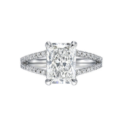 4.0 CT Radiant Hidden Halo Split Shank CVD F/VVS2 Diamond Engagement Ring 6