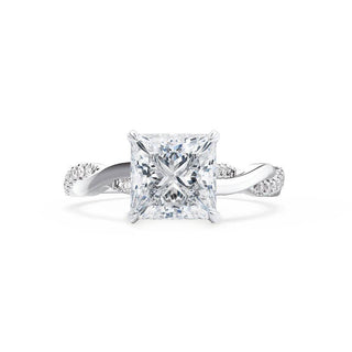 1.92 CT Princess Shaped Twisted Pave Style Moissanite Engagement Ring 2
