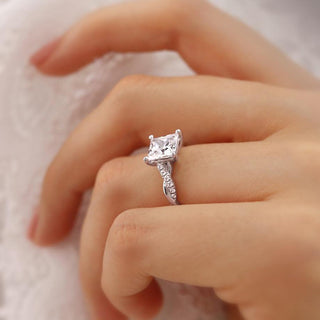 1.92 CT Princess Shaped Twisted Pave Style Moissanite Engagement Ring 5