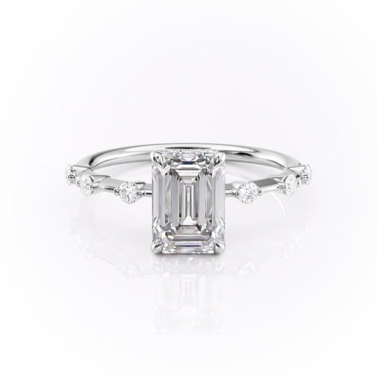 2.10 CT Emerald Cut Solitaire Dainty Style Moissanite Engagement Ring 10