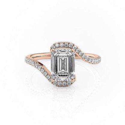 2.10 CT Emerald Cut Solitaire Bypass Setting Moissanite Engagement Ring 12