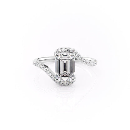 2.10 CT Emerald Cut Solitaire Bypass Setting Moissanite Engagement Ring 10