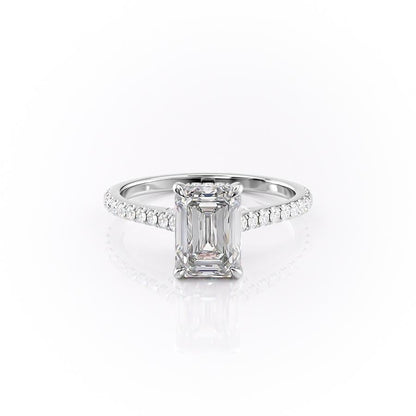 2.10 CT Emerald Cut Solitaire Pave Setting Moissanite Engagement Ring 10