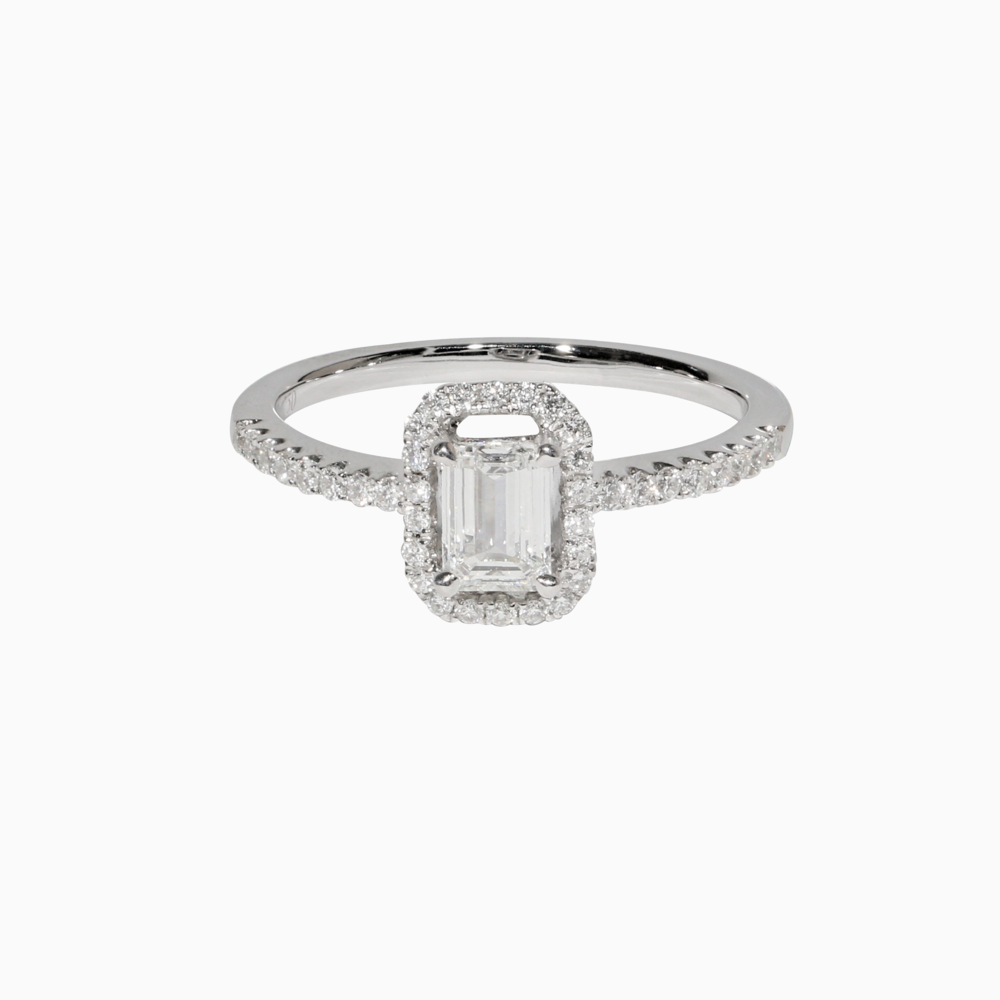 0.50 CT Emerald Halo CVD F/VS1 Diamond Engagement Ring 3