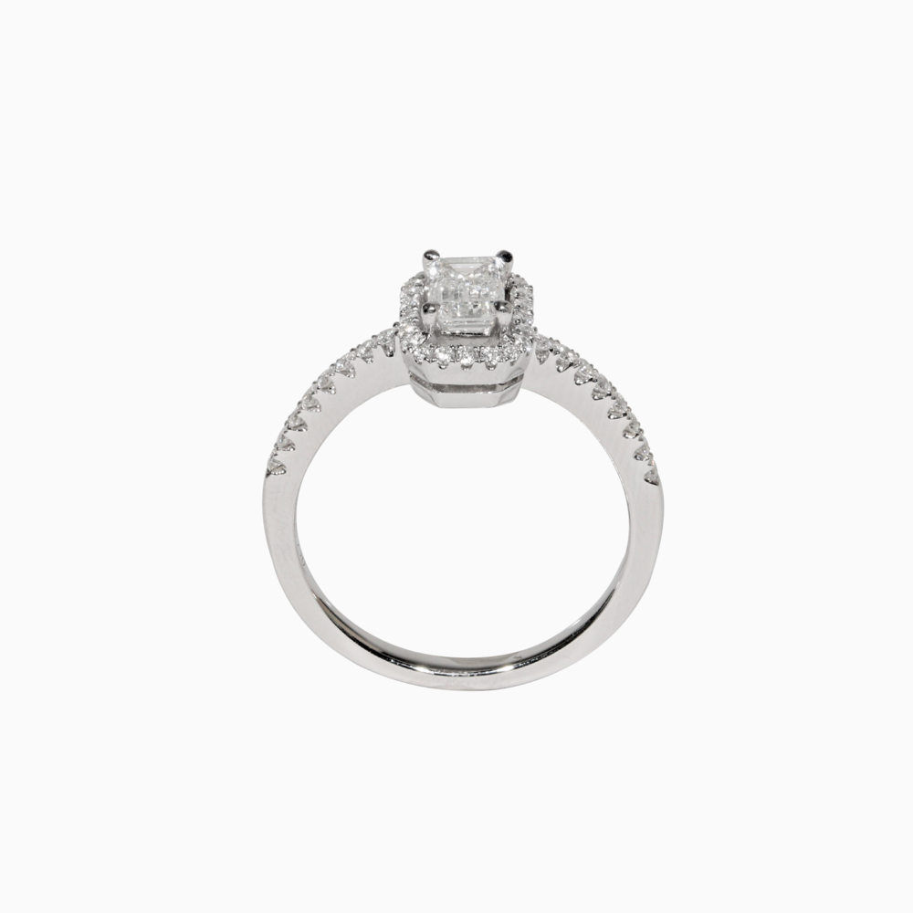 0.50 CT Emerald Halo CVD F/VS1 Diamond Engagement Ring 4