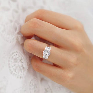 1.50 CT Oval Shaped Moissanite Three Stone Style Engagement Ring 1