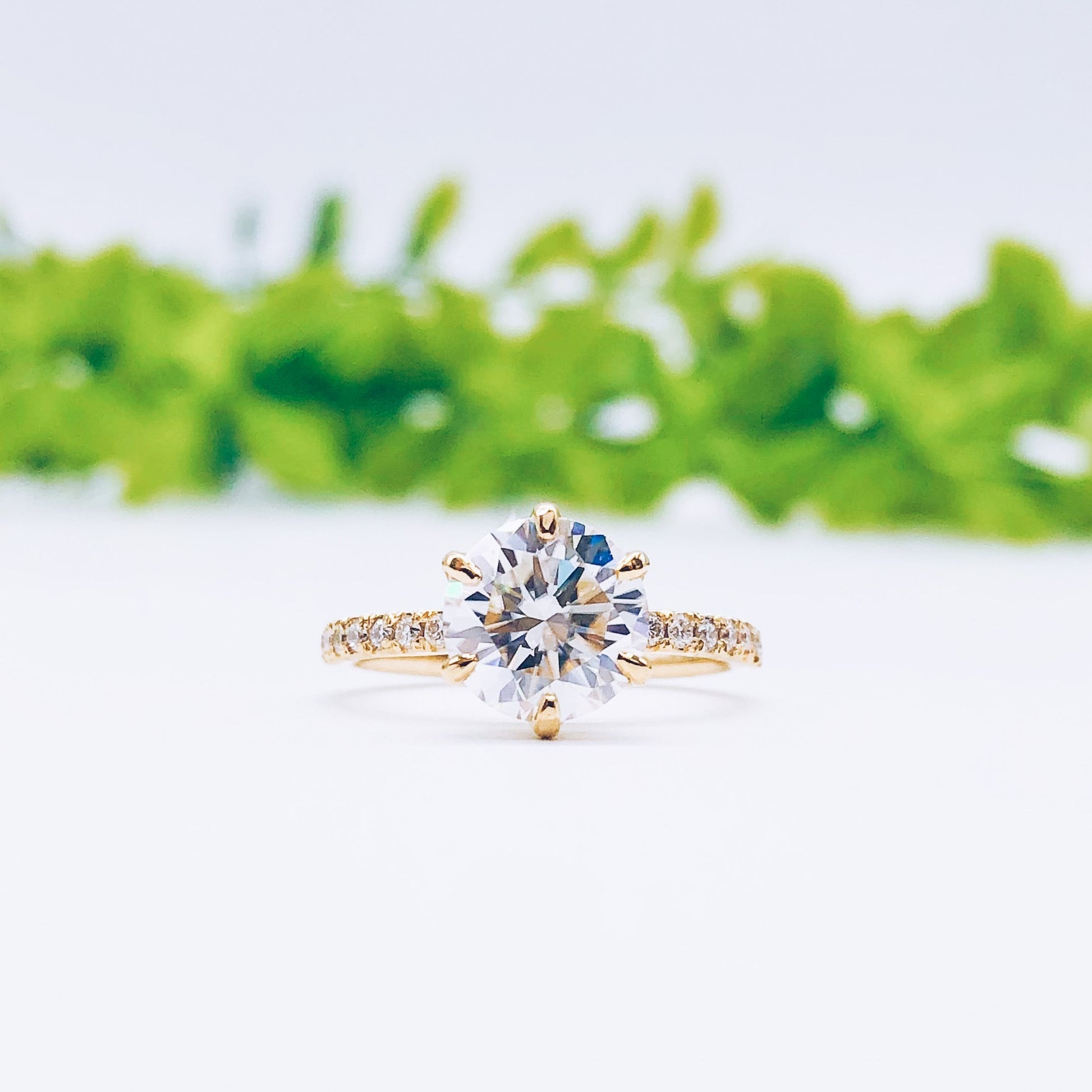 1.85 CT Round Cut Hidden Halo Pave Moissanite Engagement Ring 4