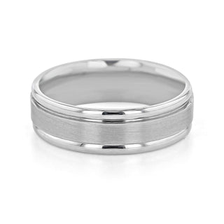 Satin-Finish White Gold Classic Men's Band 1