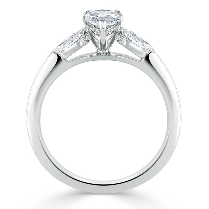 1.0 CT Pear Cut Moissanite Three Stone Engagement Ring 2