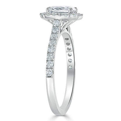1.0 CT Radiant Cut Halo Pave Setting Moissanite Engagement Ring 3