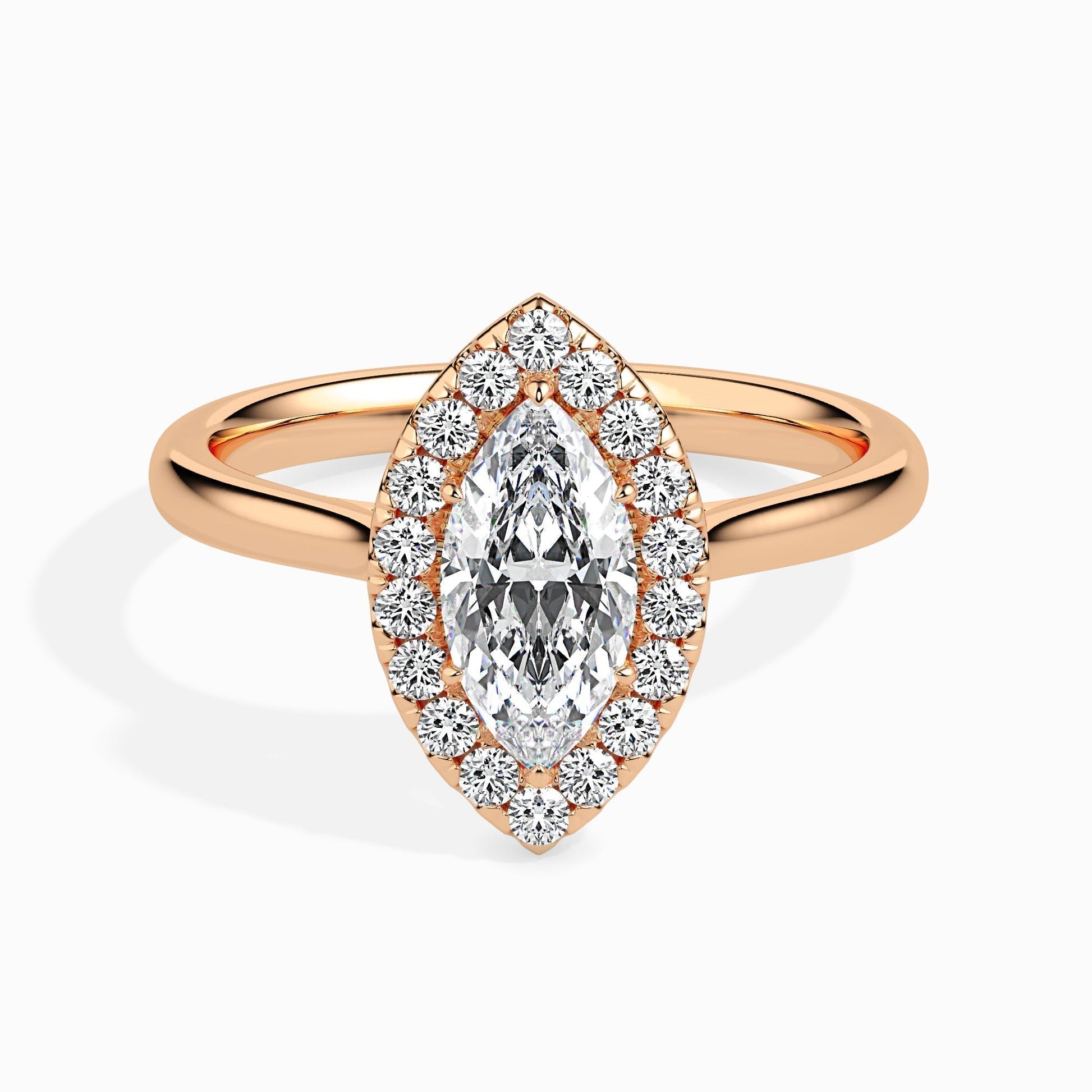 1 CT Marquise Halo CVD F/VS Diamond Engagement Ring 7