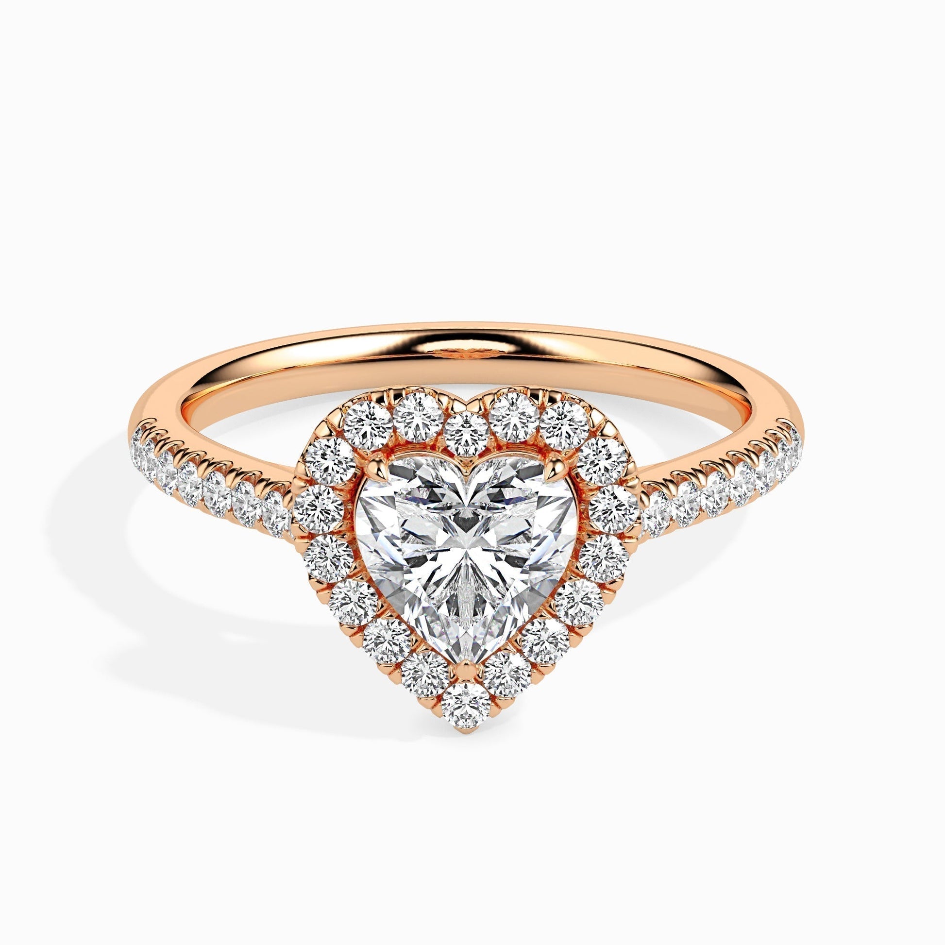 1 CT Heart Halo CVD F/VS Diamond Engagement Ring 8