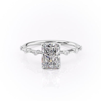 2.10 CT Radiant Solitaire Dainty Pave Set Moissanite Engagement Ring 10