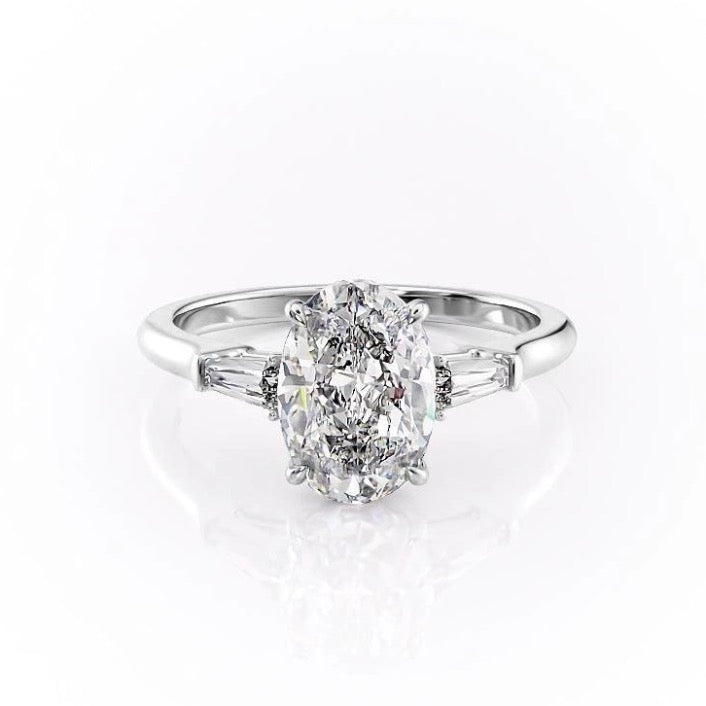 2.72 CT Oval Cut Three Stone Moissanite Engagement Ring 10
