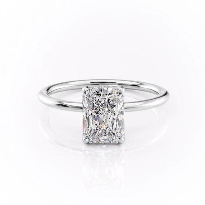 2.0 CT Radiant Cut Solitaire Hidden Halo Setting Moissanite Engagement Ring 10
