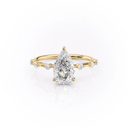 2.0 CT Pear Cut Solitaire Dainty Pave Moissanite Engagement Ring 11