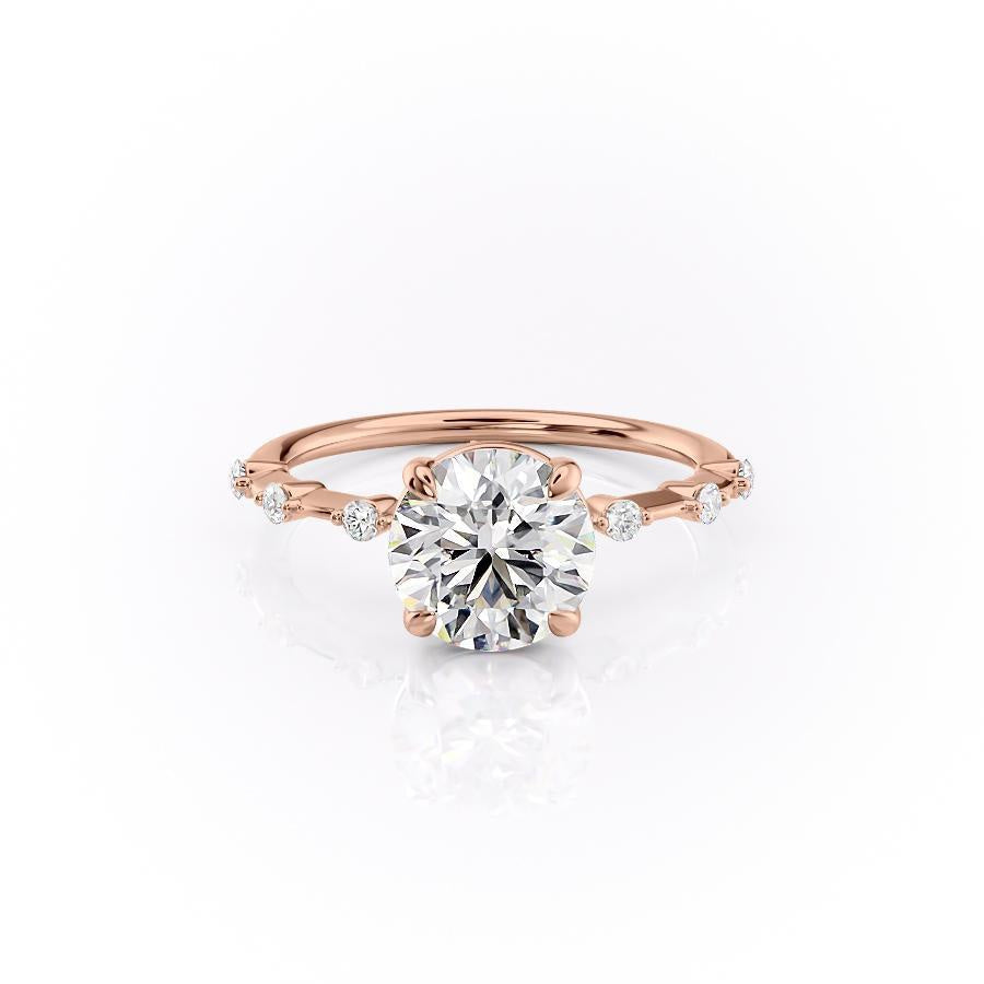 1.60 CT Round Solitaire Dainty Pave Set Moissanite Engagement Ring 12