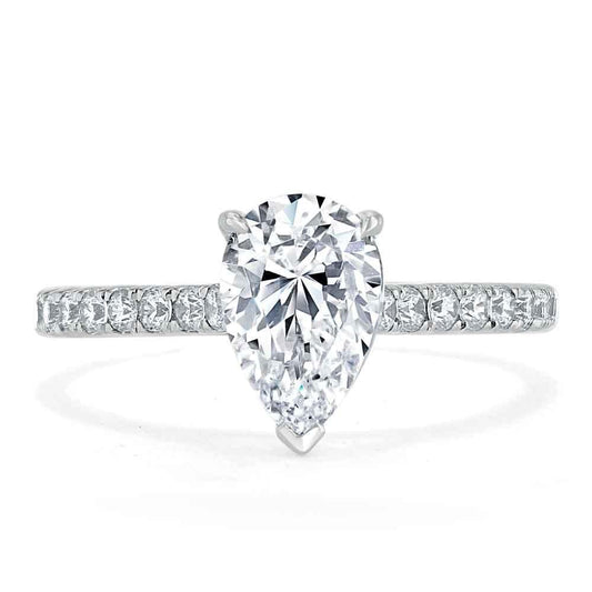 1.33 CT Pear Cut Solitaire Pave Setting Moissanite Engagement Ring 1