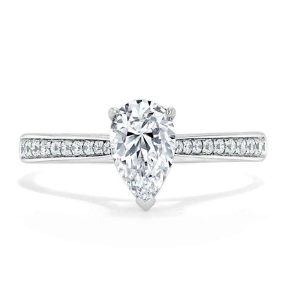 0.75 CT Pear Cut Solitaire Engagement Ring With Channel Pave Setting 1