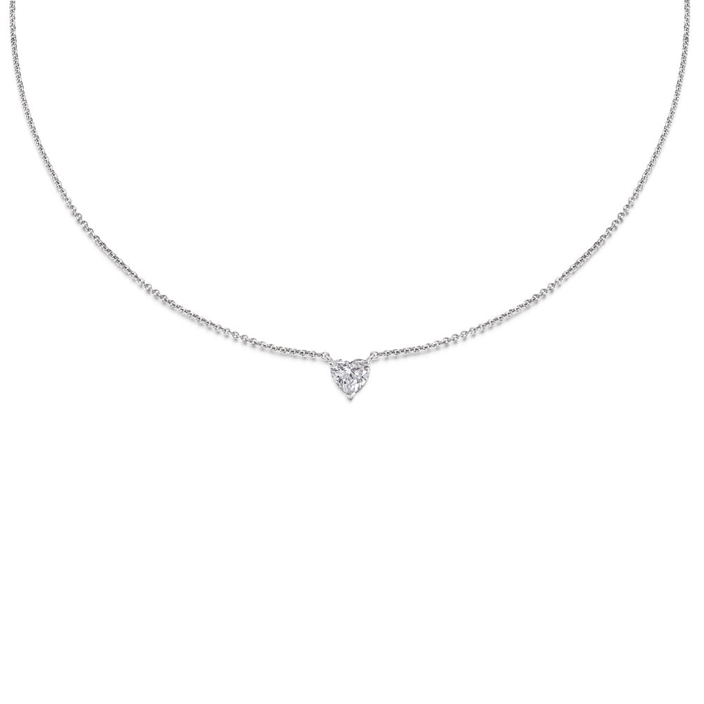 0.7 CT Heart Solitaire CVD F/VS Diamond Necklace 1