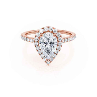 0.94 CT Pear Shaped Moissanite Halo Style Engagement Ring 2