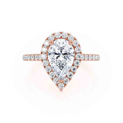 0.94 CT Pear Shaped Moissanite Halo Style Engagement Ring 3