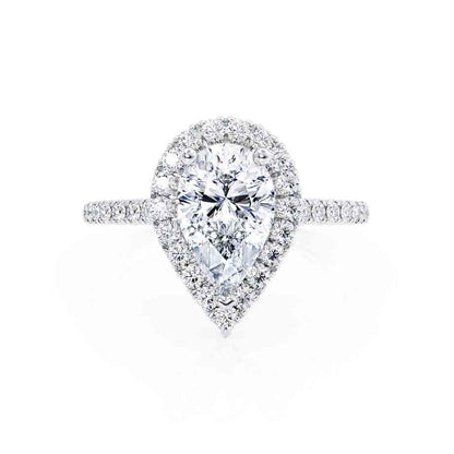 0.94 CT Pear Shaped Moissanite Halo Engagement Ring 3