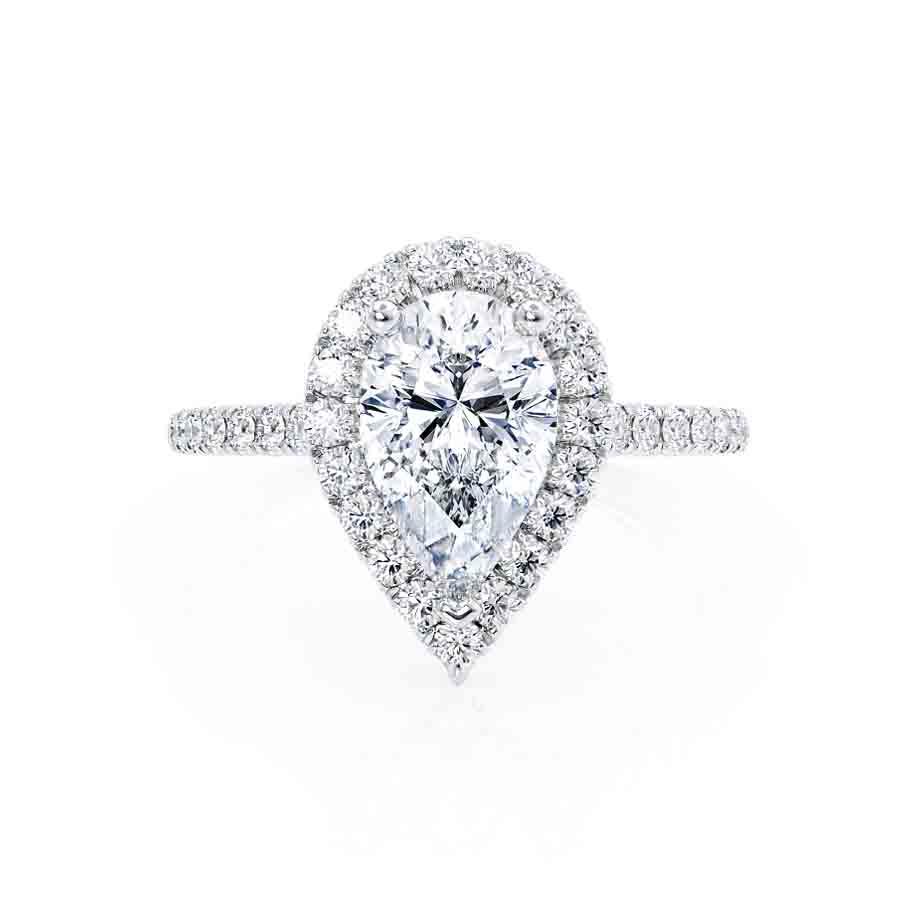 0.94 CT Pear Shaped Moissanite Halo Style Engagement Ring 3