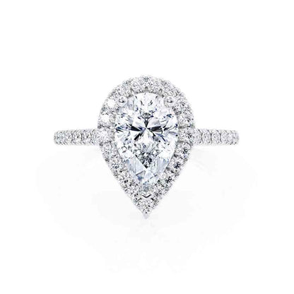 0.94 CT Pear Shaped Moissanite Halo Style Engagement Ring 3