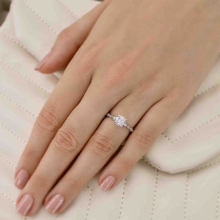 1.0 CT Round Shaped Pave Setting Moissanite Engagement Ring 1