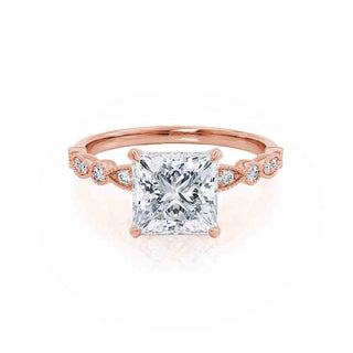 1.20 CT Princess Shaped Vintage Pave Moissanite Engagement Ring 1