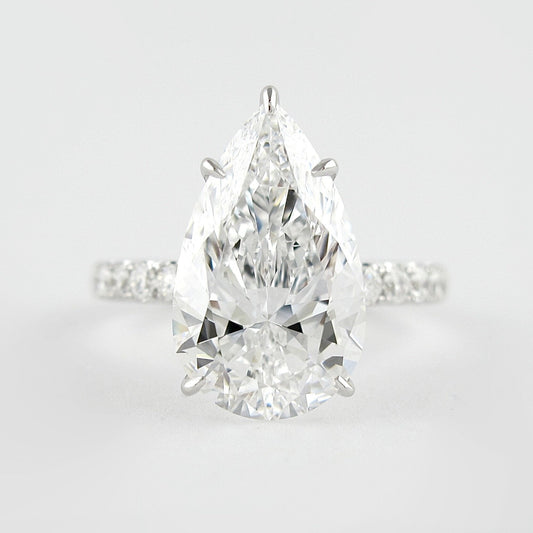 2.10 CT Pear Cut Hidden Halo & Pave Moissanite Engagement Ring 1